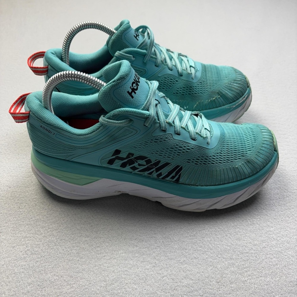 Hoka One One Bondi 7 Shoes Womens Size 8.5 Blue Running Sneakers 1110519 AEBL